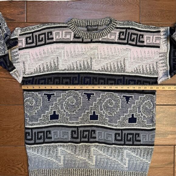 Vintage Ellis Island Sweater Mens L Pink Blue Gray Black Knit Crew Neck EUC - Picture 5 of 8